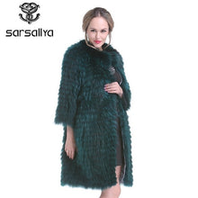 Load image into Gallery viewer, Real Silver Fox Fur Coat Women Long Natural Fur Coat Female Knitted Spring Genuine Fur Overcoat For Ladies Luxury Plus Size 2019