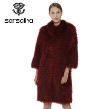 Load image into Gallery viewer, Real Silver Fox Fur Coat Women Long Natural Fur Coat Female Knitted Spring Genuine Fur Overcoat For Ladies Luxury Plus Size 2019