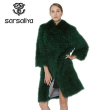 Load image into Gallery viewer, Real Silver Fox Fur Coat Women Long Natural Fur Coat Female Knitted Spring Genuine Fur Overcoat For Ladies Luxury Plus Size 2019