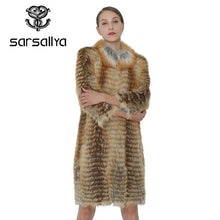 Load image into Gallery viewer, Real Silver Fox Fur Coat Women Long Natural Fur Coat Female Knitted Spring Genuine Fur Overcoat For Ladies Luxury Plus Size 2019